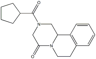 2-(Cyclopentylcarbonyl)-1,2,3,6,7,11b-hexahydro-4H-pyrazino[2,1-a]isoquinolin-4-one Struktur