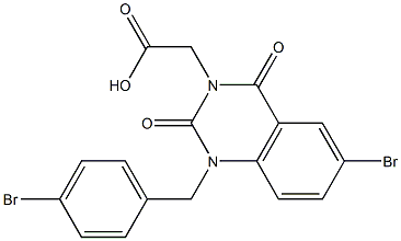 1-(4-Bromobenzyl)-1,2,3,4-tetrahydro-6-bromo-2,4-dioxoquinazoline-3-acetic acid Structure