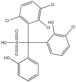 (3-クロロ-2-ヒドロキシフェニル)(2,3,6-トリクロロフェニル)(2-ヒドロキシフェニル)メタンスルホン酸 化学構造式