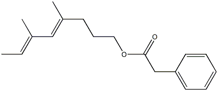 Phenylacetic acid 4,6-dimethyl-4,6-octadienyl ester Struktur
