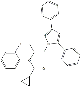 シクロプロパンカルボン酸[1-(3,5-ジフェニル-1H-ピラゾール-1-イル)-3-フェノキシプロパン-2-イル] 化学構造式