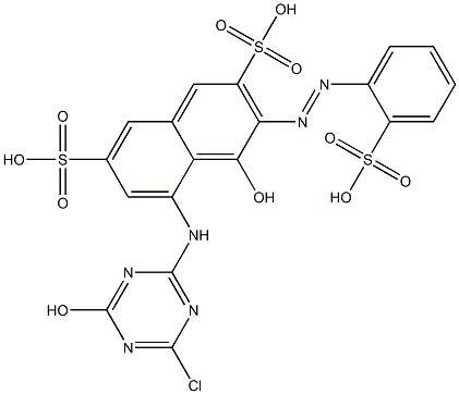 8-[(4-Hydroxy-6-chloro-s-triazin-2-yl)amino]-1-hydroxy-2-[(2-sulfophenyl)azo]naphthalene-3,6-disulfonic acid Struktur