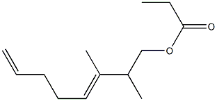 プロピオン酸2,3-ジメチル-3,7-オクタジエニル 化学構造式