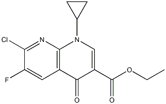 1-Cyclopropyl-4-oxo-6-fluoro-7-chloro-1,4-dihydro-1,8-naphthyridine-3-carboxylic acid ethyl ester Struktur