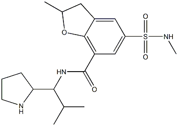 2,3-ジヒドロ-2-メチル-5-(メチルアミノスルホニル)-N-[1-イソプロピル-2-ピロリジニルメチル]ベンゾフラン-7-カルボアミド 化学構造式