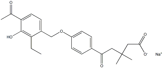 5-[4-(4-Acetyl-3-hydroxy-2-ethylbenzyloxy)phenyl]-5-oxo-3,3-dimethylpentanoic acid sodium salt Struktur