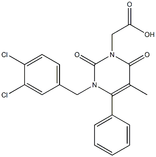 1-(3,4-Dichlorobenzyl)-1,2,3,4-tetrahydro-5-methyl-2,4-dioxo-6-phenylpyrimidine-3-acetic acid Structure