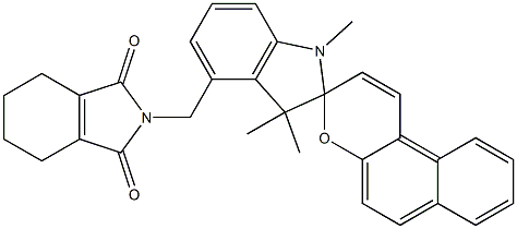 N-[[1',3',3'-トリメチルスピロ[3H-ナフト[2,1-b]ピラン-3,2'-インドリン]-4'-イル]メチル]-3,4,5,6-テトラヒドロフタルイミド 化学構造式