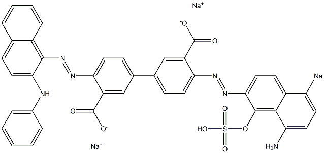 4-[(8-Amino-1-hydroxy-5-sodiosulfo-2-naphthalenyl)azo]-4'-[(2-phenylamino-1-naphthalenyl)azo]-1,1'-biphenyl-3,3'-dicarboxylic acid disodium salt 结构式