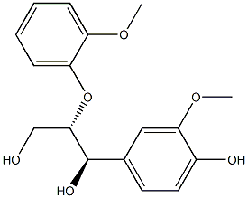 (1R,2S)-2-(2-メトキシフェノキシ)-1-(3-メトキシ-4-ヒドロキシフェニル)プロパン-1,3-ジオール 化学構造式