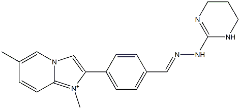 1,6-Dimethyl-2-[4-[2-[(1,4,5,6-tetrahydropyrimidin)-2-yl]hydrazonomethyl]phenyl]imidazo[1,2-a]pyridin-1-ium,,结构式
