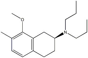 N,N-ジプロピル-[(2S)-(7-メチル-8-メトキシ-1,2,3,4-テトラヒドロナフタレン)-2-イル]アミン 化学構造式