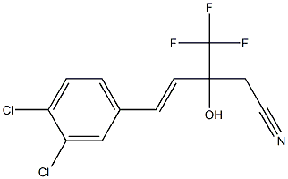 (E)-5-(3,4-ジクロロフェニル)-3-ヒドロキシ-3-トリフルオロメチル-4-ペンテノニトリル 化学構造式