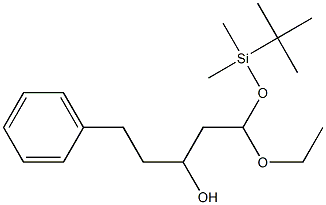 1-フェニル-5-エトキシ-5-(tert-ブチルジメチルシリルオキシ)ペンタン-3-オール 化学構造式