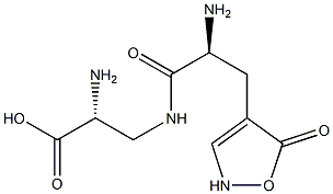 (R)-3-[[(S)-2-アミノ-3-[(2,5-ジヒドロ-5-オキソイソオキサゾール)-4-イル]プロパノイル]アミノ]-2-アミノプロパン酸 化学構造式