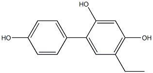 5-エチル-1,1'-ビフェニル-2,4,4'-トリオール 化学構造式
