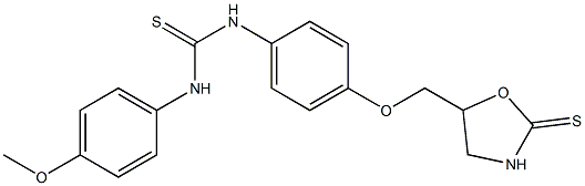 1-(p-メトキシフェニル)-3-[p-[[(2-チオキソ-5-オキサゾリジニル)メチル]オキシ]フェニル]チオ尿素 化学構造式