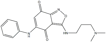 3-(3-Dimethylaminopropylamino)-5-(phenylamino)-2,1-benzisoxazole-4,7-dione Struktur