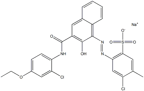 4-クロロ-3-メチル-6-[[3-[[(2-クロロ-4-エトキシフェニル)アミノ]カルボニル]-2-ヒドロキシ-1-ナフチル]アゾ]ベンゼンスルホン酸ナトリウム 化学構造式
