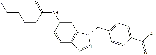 4-(6-Hexanoylamino-1H-indazol-1-ylmethyl)benzoic acid Struktur