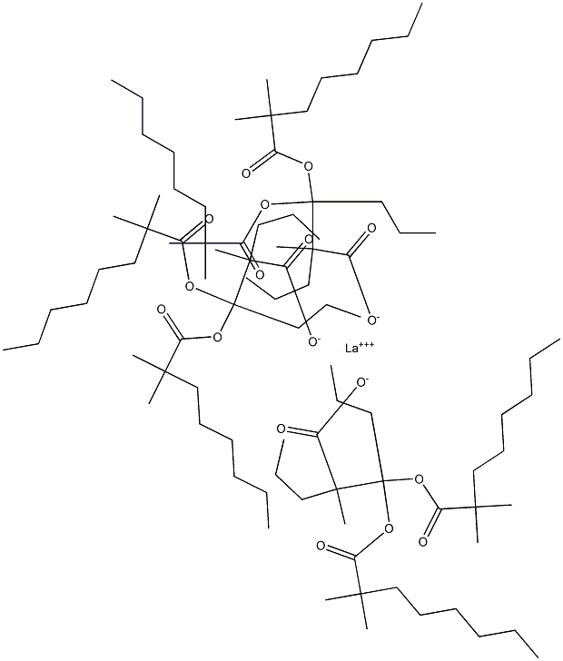 Lanthanum bis(2,2-dimethyloctanoate)(2-methyl-2-propylhexanoate),,结构式
