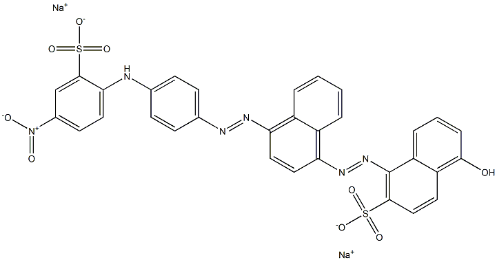 4-[[4-[[4-[(4-ニトロ-2-スルホフェニル)アミノ]フェニル]アゾ]-1-ナフチル]アゾ]-8-ヒドロキシ-3-ナフタレンスルホン酸ジナトリウム 化学構造式