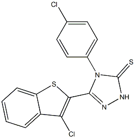 3-(3-クロロベンゾ[b]チオフェン-2-イル)-4-(4-クロロフェニル)-1H-1,2,4-トリアゾール-5(4H)-チオン 化学構造式