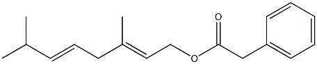 フェニル酢酸3,7-ジメチル-2,5-オクタジエニル 化学構造式