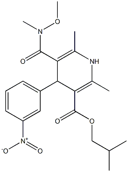 2,6-Dimethyl-4-(3-nitrophenyl)-5-[[methyl(methoxy)amino]carbonyl]-1,4-dihydropyridine-3-carboxylic acid 2-methylpropyl ester Structure