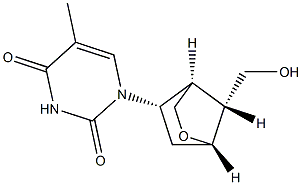 (+)-1-[(1S,4R,5S,7R)-7-Hydroxymethyl-2-oxabicyclo[2.2.1]heptane-5-yl]-5-methylpyrimidine-2,4(1H,3H)-dione Structure