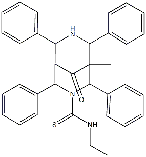 N-Ethyl-5-methyl-9-oxo-2,4,6,8-tetraphenyl-3,7-diazabicyclo[3.3.1]nonane-3-carbothioamide 结构式