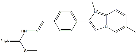 1,6-Dimethyl-2-[4-[2-[iminio(methylthio)methyl]hydrazonomethyl]phenyl]imidazo[1,2-a]pyridin-1-ium 结构式