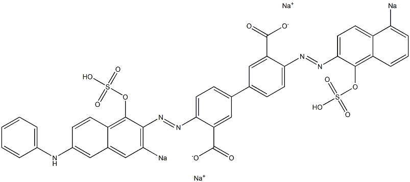 4-[(1-Hydroxy-5-sodiosulfo-2-naphthalenyl)azo]-4'-[(1-hydroxy-6-phenylamino-3-sodiosulfo-2-naphthalenyl)azo]-1,1'-biphenyl-3,3'-dicarboxylic acid disodium salt 结构式