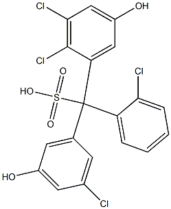 (2-Chlorophenyl)(3-chloro-5-hydroxyphenyl)(2,3-dichloro-5-hydroxyphenyl)methanesulfonic acid Struktur