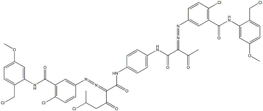 3,3'-[2-(1-Chloroethyl)-1,4-phenylenebis[iminocarbonyl(acetylmethylene)azo]]bis[N-[2-(chloromethyl)-5-methoxyphenyl]-6-chlorobenzamide] Struktur