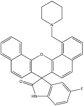 5'-フルオロ-1-(ピペリジノメチル)スピロ[7H-ジベンゾ[c,h]キサンテン-7,3'-[3H]インドール]-2'(1'H)-オン 化学構造式