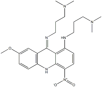 9,10-Dihydro-4-nitro-7-methoxy-9-[[3-(dimethylamino)propyl]imino]-N-[3-(dimethylamino)propyl]acridin-1-amine Struktur