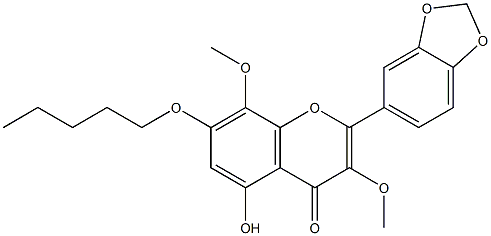 3,8-Dimethoxy-5-hydroxy-7-(pentyloxy)-3',4'-(methylenedioxy)flavone Struktur