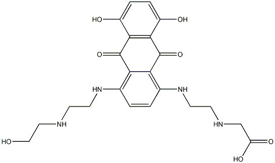 2-[[2-[[[9,10-Dihydro-5,8-dihydroxy-4-[[2-[(2-hydroxyethyl)amino]ethyl]amino]-9,10-dioxoanthracen]-1-yl]amino]ethyl]amino]acetic acid Struktur