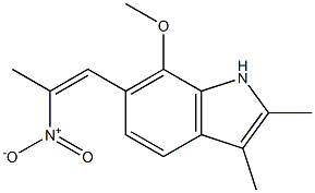 7-Methoxy-2,3-dimethyl-6-(2-nitro-1-propenyl)-1H-indole,,结构式