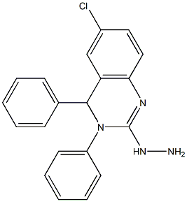 [(6-クロロ-3,4-ジヒドロ-3,4-ジフェニルキナゾリン)-2-イル]ヒドラジン 化学構造式