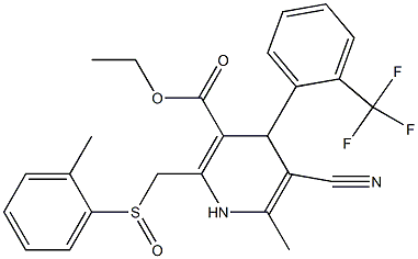 5-Cyano-1,4-dihydro-6-methyl-2-[(2-methylphenylsulfinyl)methyl]-4-(2-trifluoromethylphenyl)pyridine-3-carboxylic acid ethyl ester Structure