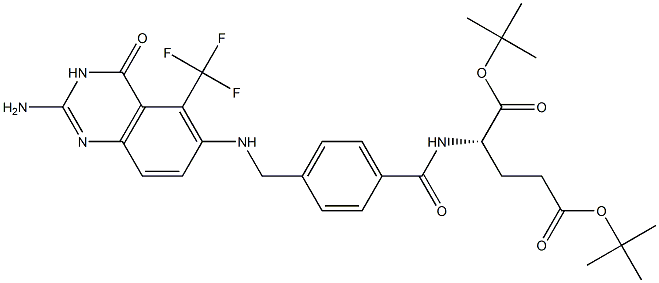 N-[4-[[(2-Amino-4-oxo-5-trifluoromethyl-3,4-dihydroquinazolin)-6-yl]aminomethyl]benzoyl]-L-glutamic acid ditert-butyl ester Structure