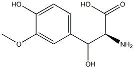 (2S)-3-(4-ヒドロキシ-3-メトキシフェニル)-3-ヒドロキシ-2-アミノプロパン酸 化学構造式