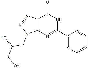 5-Phenyl-3,6-dihydro-3-[(R)-2,3-dihydroxypropyl]-7H-1,2,3-triazolo[4,5-d]pyrimidin-7-one 结构式
