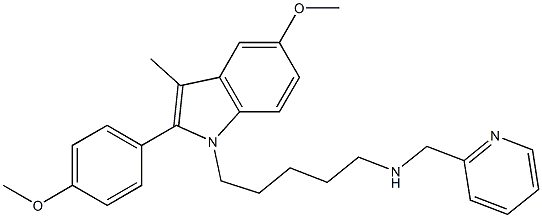 5-Methoxy-2-(4-methoxyphenyl)-3-methyl-1-[5-[(2-pyridinylmethyl)amino]pentyl]-1H-indole,,结构式