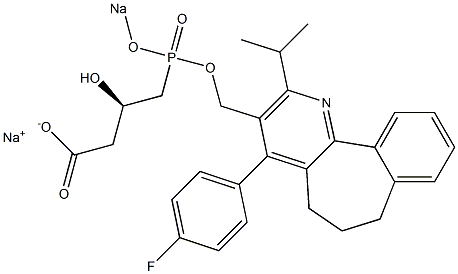 (3R)-4-[[[4-(4-Fluorophenyl)-6,7-dihydro-2-isopropyl-5H-benzo[6,7]cyclohepta[1,2-b]pyridin]-3-ylmethoxy]sodiooxyphosphinyl]-3-hydroxybutyric acid sodium salt 结构式