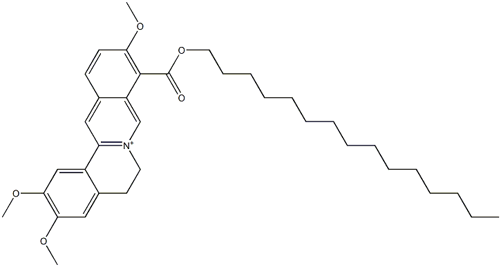 5,6-ジヒドロ-2,3,10-トリメトキシ-9-(ペンタデシルオキシカルボニル)ジベンゾ[a,g]キノリジニウム 化学構造式