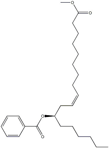 [R,Z,(+)]-12-ベンゾイルオキシ-9-オクタデセン酸メチル 化学構造式