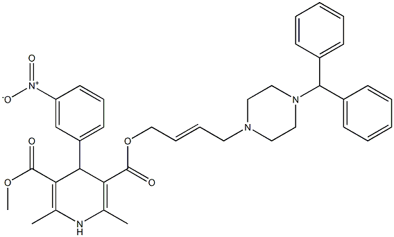 2,6-Dimethyl-4-(3-nitrophenyl)-1,4-dihydropyridine-3,5-dicarboxylic acid 3-methyl 5-[4-[(4-benzhydrylpiperazin)-1-yl]-2-butenyl] ester Structure